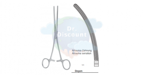 Зажим атравматичный кишечный по Doyen, изогнутый, длина 16 см